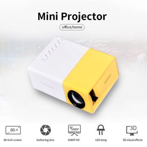 Bilashmart 【Exclusive】 YG300 Mini LED Projector Yg300 Upgraded Version 1000 Lumen 320x240P HDMI-compatible USB Audio Home Player Beamer