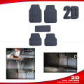 PVC Leather 2D Car Mat - Black and Beige Embroidery - Elevate Your Car Interior - Easy To Use and Clean - A Unique Choice For Your Car.