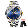 2023 New BINBOND Men's Watch Luxury Brand Business Gold Watch Waterproof Dual Calendar Luminous Stainless Steel Men's Quartz Wrist Watch.