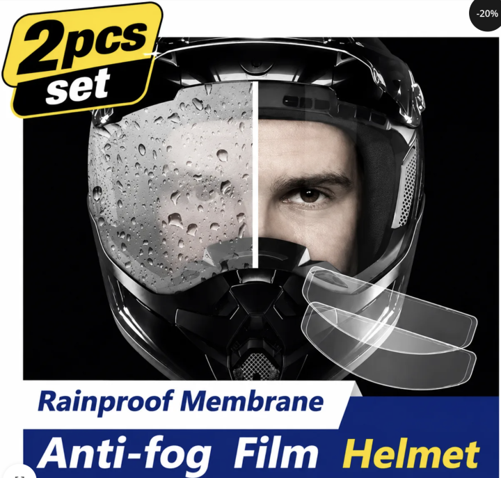 Helmet Anti-Fog Film - Rainproof Visor Protection-2pcs set