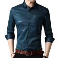 Formal Shirt For Men Long Sleeve Turn Down Collar Stripes Single-breasted Business Men‘s dress shirts Top roupa masculina 2024. 