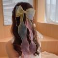ribbon hair tie hair clip ribbon korean style Sweet Girls Kids Bow Ribbon Princess Pearl Chains Blue Yellow Pink Hair Accessories Bow Hair Clips Korean Style Kids Hairpins Ribbon Bow Hairpins. 