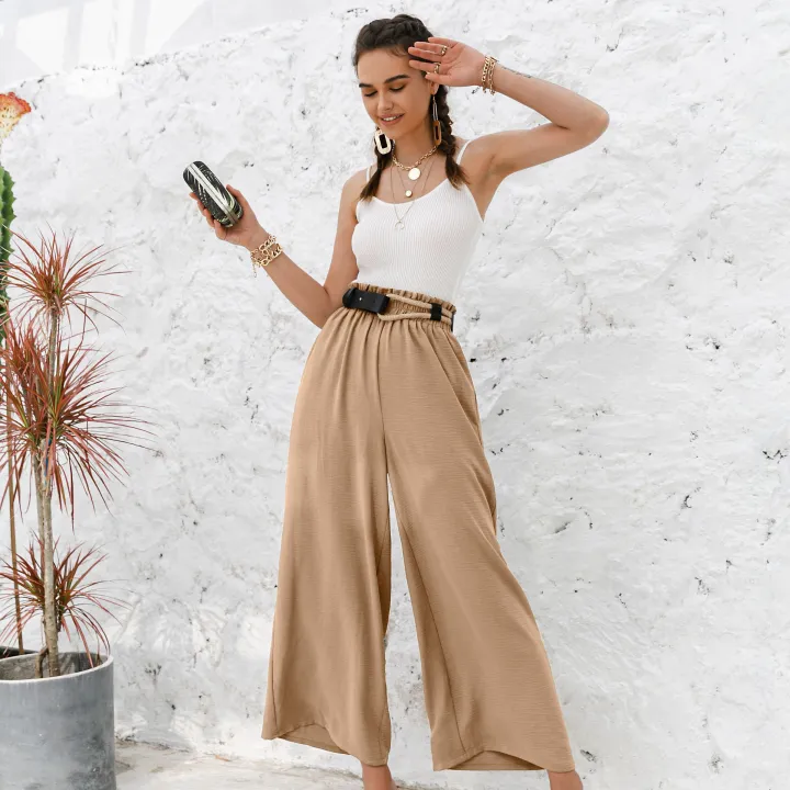 Simplee%20Solid%20color%20high%20waist%20wide%20leg%20pants%20women%20Loose%20casual%20summer%20pants%20trousers%20Classic%20ruffled%20soft%20long%20female%20bottoms%20-%20Image%202