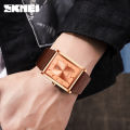 Skmei Luxury Business Affairs Men Quartz Wristwatches Comfortable Leather Watchbands Watch For Men Fashion Waterproof 9256. 