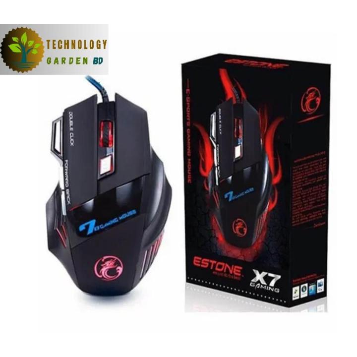 RGB Gaming Mouse With 7 Buttons DPI Switchable RGB Mouse Model X7 -Rgb Mouse