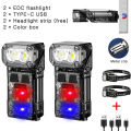 Multi-function portable mini keychain light led high bright flashlight dual light source outdoor camping fishing tool head lamp. 