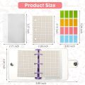 5 Pack Mini Transparent 3 Ring Binder Covers with Binder Inner Papers Storage Bags Label Sticker Binder Pockets. 