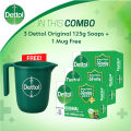 (Free Mug) Dettol Soap Original Pack of 3 (125gm X 3). 