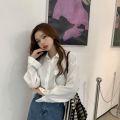 Spring 2022 New Korean Style Hong Kong Style Vintage Long Sleeve Shirt Women's Loose Outer Wear All-Match Mid-Length Western Style Shirt. 