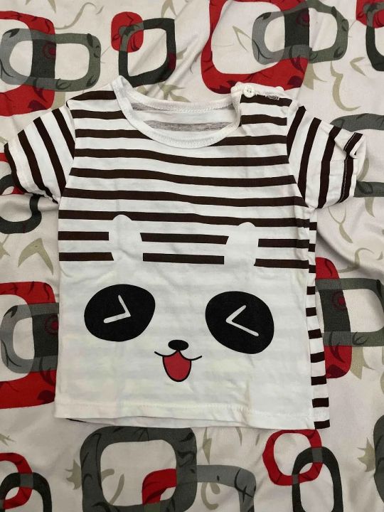 Toddler%20Child%20Baby%20Boys%20Girls%20Short%20Sleeve%20Cartoon%20Tops%20Shirt+Pants%20Outfits%20Set%20Baby%20Bow%20-%20Image%204