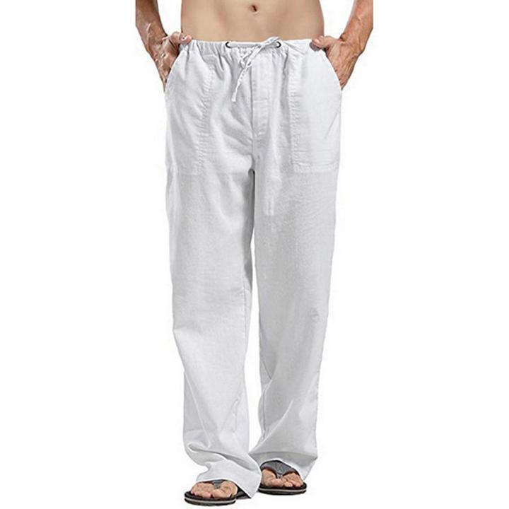 Linen Wide Leg Pants Men Oversize Casual Linen Trousers Solid Big Plus Size 5XL Streetwear Summer Men's Clothes Black Pants
