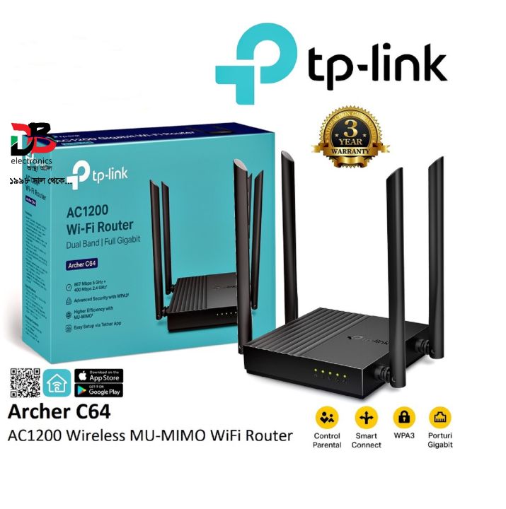Router TP-Link Archer C64 AC1200 Router (Warranty: 02 Years, Service waranty: 05 Years)
