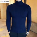 Casual Men Winter High Solid Color Sweater Turtleneck Brand Mens White Sweaters Slim Knitted Fit Pullover Twist Striped Knitwear. 