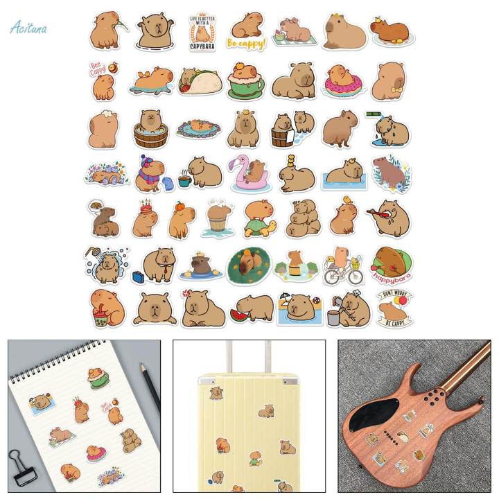 50Pcs%20Cartoon%20Capybara%20Sticker%20Small%20Cute%20Animal%20Stickers%20for%20Card%20Cups%20Wall%20-%20Image%203