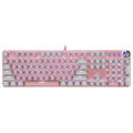 Girly Pink Steampunk Keyboard Sublimation Blue & White Wired Computer Knob Real Mechanical Keyboard Set.