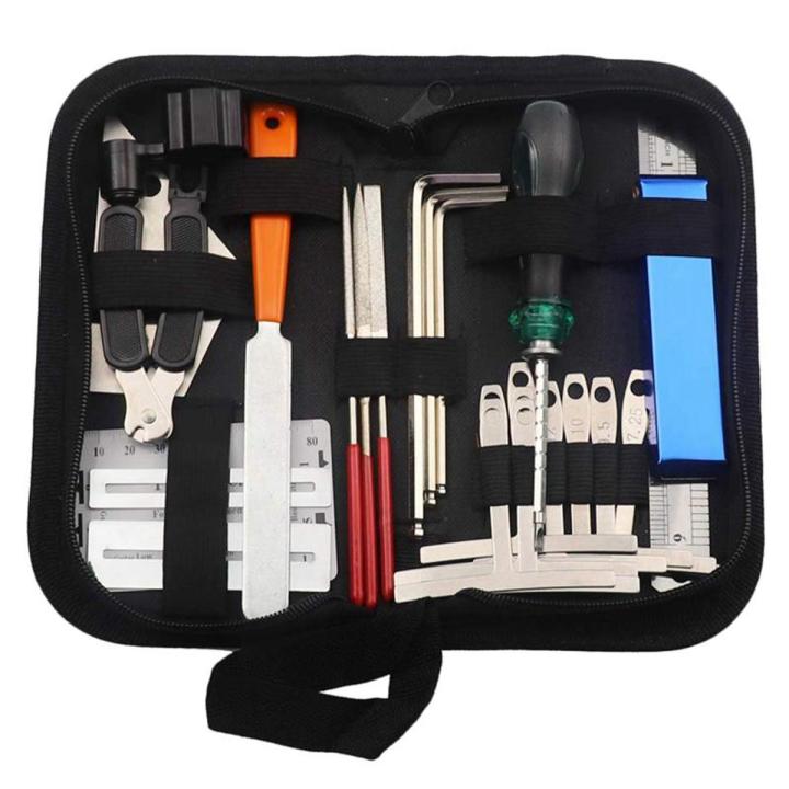 Guitar Tool Kit Repairing Maintenance Tools String Organizer String Action Ruler Gauge Measuring Tool Hex Wrench Set Files Fingerboard Guitar Fret Rocker Leveling