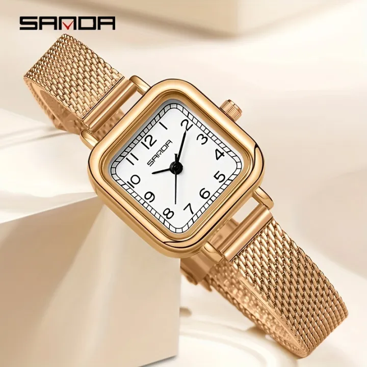 SANDA%20Women's%20Exquisite%20Leisure%20Business%20Mesh%20Quartz%20Watch%20Fashion%20Square%20Pointer%20Stainless%20Steel%20Waterproof%20Watch%20Gift%20-%20Image%206