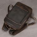 Vintage Men's Crazy Horse Leather Backpack genuine leather Retro Rucksack Large Classic Travel Backpack Big laptop computer bag. 
