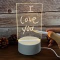 3D LED Note Board USB Message Board with WHITE PEN Creative Acrylic  Lamp Night Lights Gifts Bedroom Desk Lamp. 