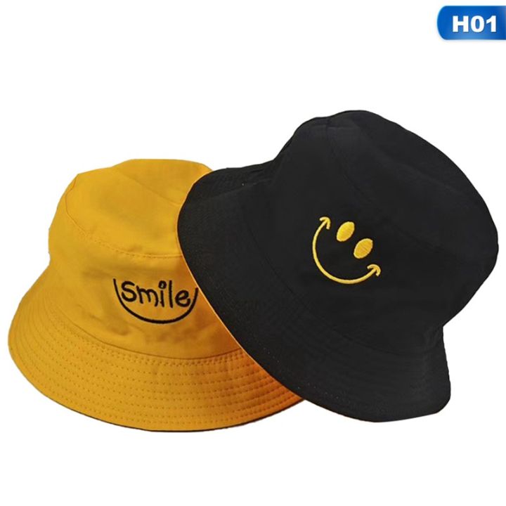 Idndeo%20Double-sided%20color%20matching%20smiley%20face%20fisherman%20hat%20sun%20protection%20basin%20hat%20Hat%20Smiling%20face%20Unisex%20Fashion%20Hip%20Hop%20Cap%20-%20Image%206