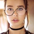 New Fashion Round Semi-Rimless S Shape Women EyeGlasses Big Frame Clear Lens Optical Eyewear Men Vintage Anti-Blue Light Glasses. 