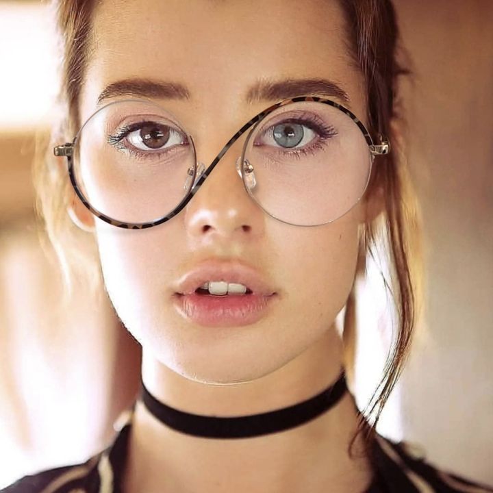 New%20Fashion%20Round%20Semi-Rimless%20S%20Shape%20Women%20EyeGlasses%20Big%20Frame%20Clear%20Lens%20Optical%20Eyewear%20Men%20Vintage%20Anti-Blue%20Light%20Glasses%20-%20Image%203