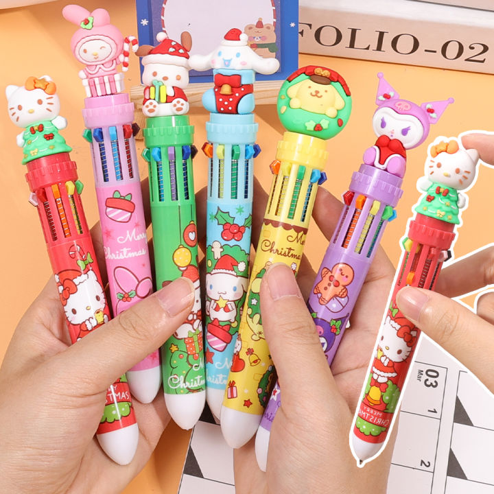 10Colors Ballpoint Pen Cartoon Bear 0.5mm Colorful Ink Gel Pens Silicone Kawaii Pens School Office Supplies Stationery