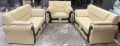 Icon Rolled Arm Leaqueared Sofa Set Home and Office Sofa High Quality Synthetic Leather White and Off White. 