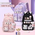Hello Kitty School Bag, Girls Elementary School Students, 3-6 Grades, College Style Backpack, Load Reduction, Spine Protector, Light Children's Junior High School Backpack. 