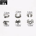 6Pcs/set Foot Ring Open Adjustable Toe Rings Wave Pattern Alloy Ring Adjustable Rings Set for Women Beach Foot Jewelry Qoddess.