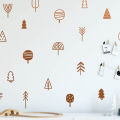 Cute Woodland Pine Tree Wall Decals Nursery Art Decor Forest Vinyl Wall Stickers Kids Bedroom Natural Decoration.