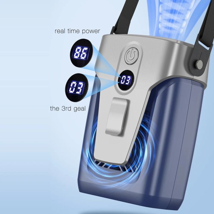 USB%20Small%20Air%20Conditioner%20Clip-on%203.7V/1.2A%20Electric%20Fan%20Bladeless%2012000mAh%20Power%20Bank%203-gear%20Wind%20Mute%20for%20Outdoor%20Indoor%20-%20Image%203