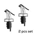 Rubber Olive Oil Free Flow Dispensers Caps for Bottle Pourers (Black, Silver), Set of 2. 