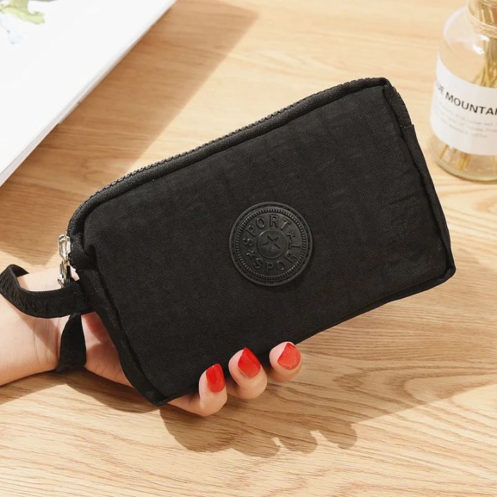 【Wweirdoo】Fashion Womens Organizer Zipper Coin Purse Casual Solid Simple Wrist Strap Card Ladies wallet