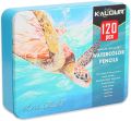 Kalour Professional Watercolor Pencils Set of 120 Colors with Two Brush and Metal Box.