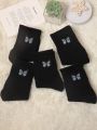 （New）5 Pair Of Multiccolor Ladie Butterfly Embroidered Tube tocking. 