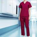 Nursing Scrubs Set Uniforms Set for Hospital Nursing Massaging M Dark Red. 