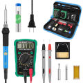 KOGEEK 60W Digital 200-450°C Temperature Adjustable Soldering Iron Kit Electric Multimeter Desoldering Pump Professional Welding Tool Simple Set. 