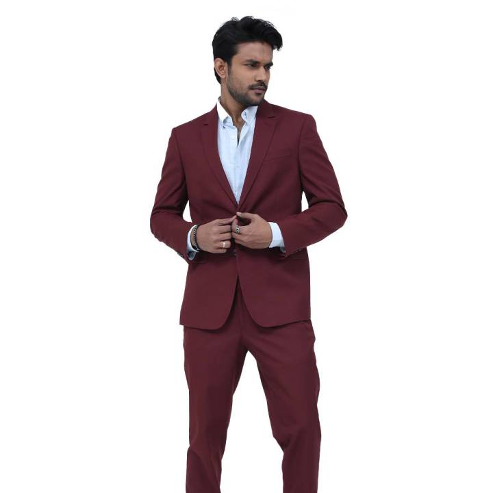 Slim Fit Casual Blazer for Men - Maroon