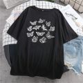 Cute Women T Shirt Oversized Utterfly Print Harajuku Kawaii Gothic Y2K Black Vintage Short Sleeve T-shirt Casual Aesthetic Tops. 