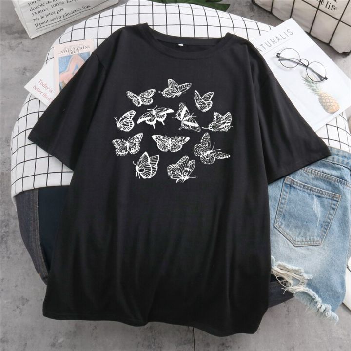 Cute%20Women%20T%20Shirt%20Oversized%20Utterfly%20Print%20Harajuku%20Kawaii%20Gothic%20Y2K%20Black%20Vintage%20Short%20Sleeve%20T-shirt%20Casual%20Aesthetic%20Tops%20-%20Image%203