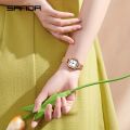 SANDA Women's Exquisite Leisure Business Mesh Quartz Watch Fashion Square Pointer Stainless Steel Waterproof Watch Gift.