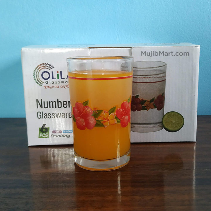Crystal Clear Joba Print Juice/Drinking Glass Set OLiLA W015 P (6 Piece)
