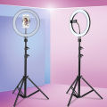 10 -inch LED Tripod Stand, Ring Studio Light & Phone stand Light with 6 Feet Long 200 Centi Meter-Black. 