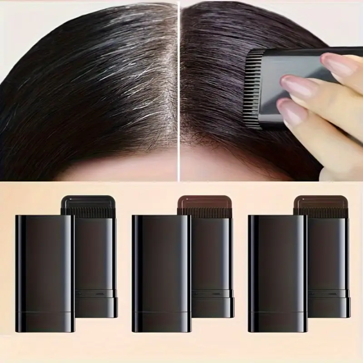 Instant Gray & White Hair Root Cover Up Stick - 2-in-1 Waterproof & Sweat-Proof Hair Dye Stick with Comb - Temporary Concealer for Instant Coverage (Black/Dark Brown)