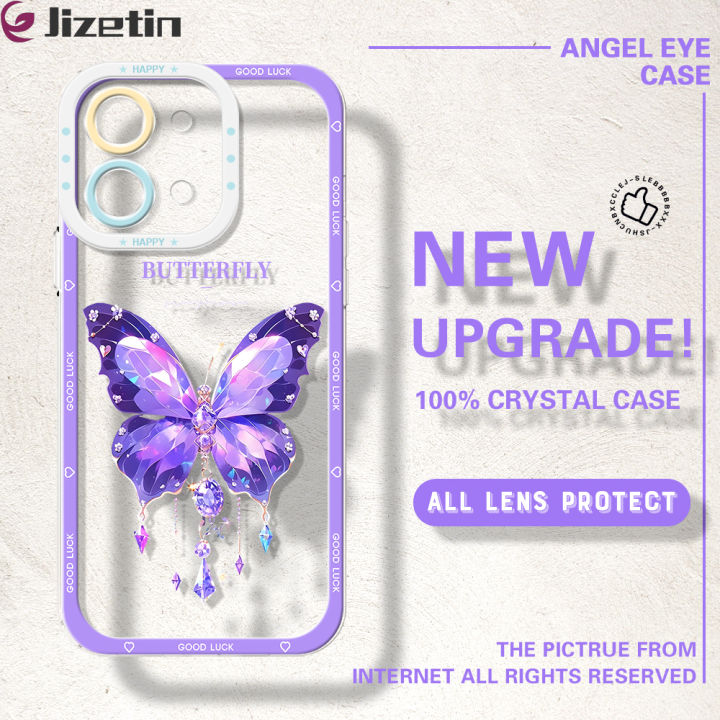 Jizetin for Vivo Y28 4G Back Cover Crystal Transparent Diamond Butterfly Soft Full Camera Cover Protection Phone Cases