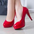 Fashion Mature Women s Classic Patent Leather High Heels Shoes  Sharp Head Paltform Wedding Women  Shoes Plus 34-42. 