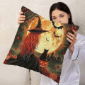 New long-haired little witch Halloween super soft pillow case for home living room sofa festive atmosphere ornaments cushion cover.