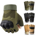 Motorcycle Military Grade Half Finger Army Green/Black - Hand Gloves For Bike. 