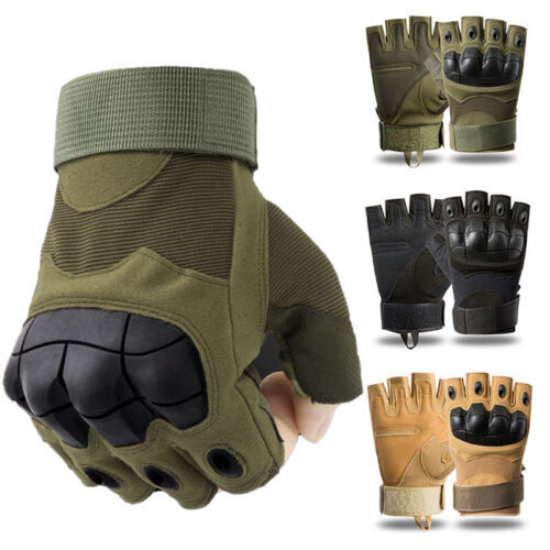 Motorcycle Military Grade Half Finger Army Green/Black - Hand Gloves For Bike
